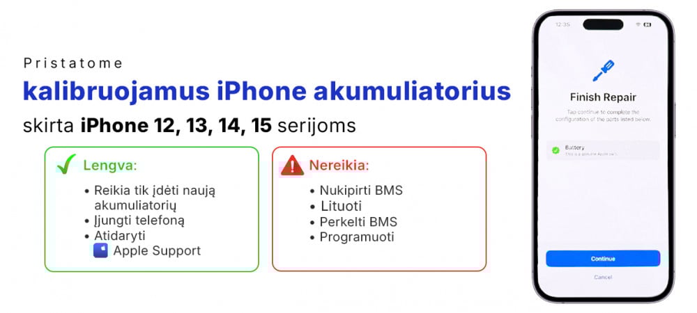 Naujiena! iPhone kalibruojami akumuliaitiria per Apple Support Repair