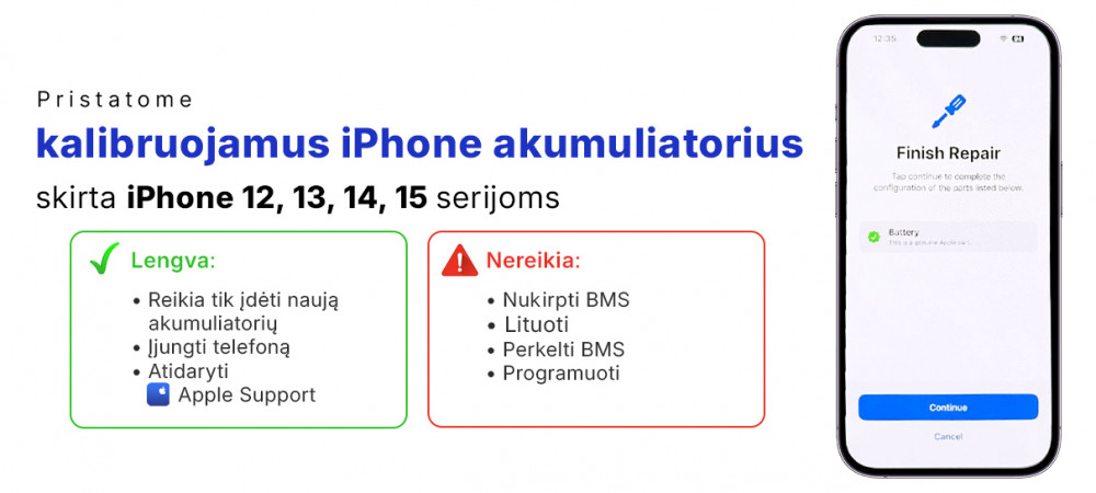 Naujiena! iPhone kalibruojami akumuliaitiria per Apple Support Repair
